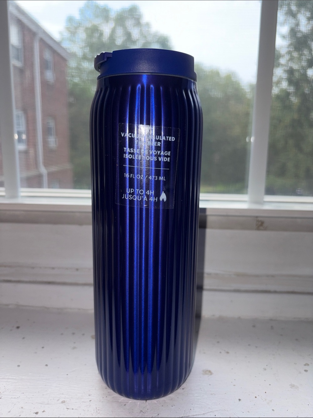 16oz Starbucks Metallic Blue Vacuum Travel Tumbler